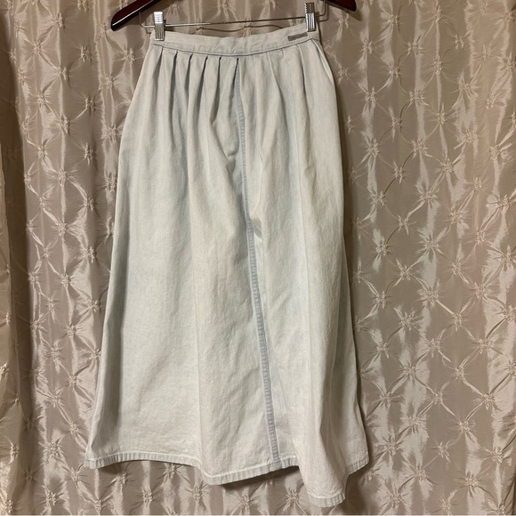 Calvin Klein VTG 80s Denim Maxi Jean Skirt Chambray Vintage Light Blue - Picture 3 of 10